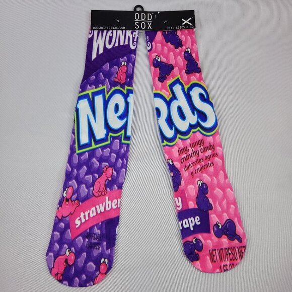 Nerds Candy 1 Pair Odd Socks Wonka Strawberry Grape size 6-13 - Picture 1 of 1